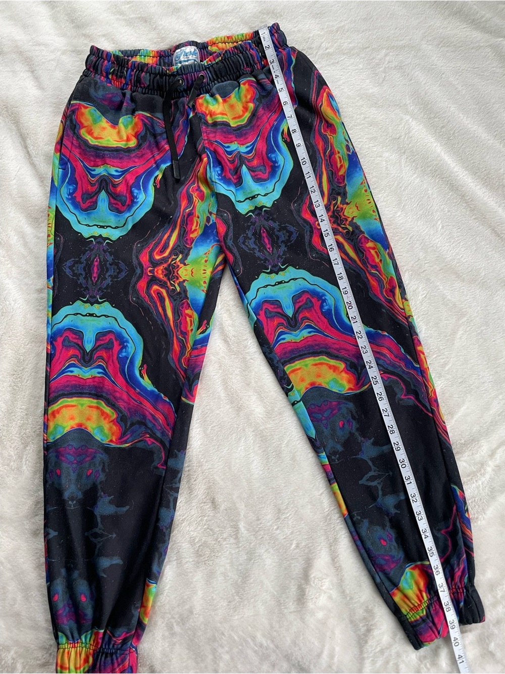 Black Multicolor Psychedelic Jogger Pants - Picture 2 of 6